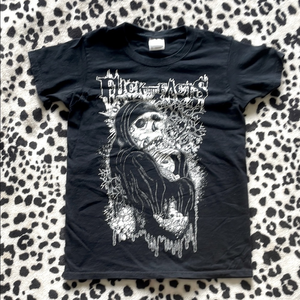 Gildan xs F the Facts Black Cotton Band T-Shirt